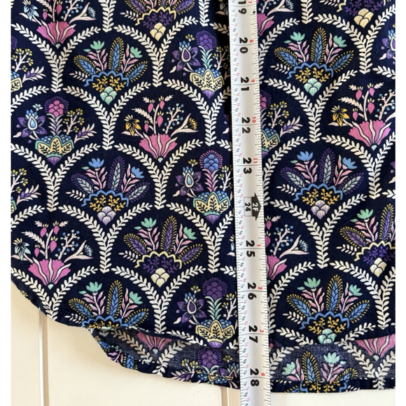 TALBOTS Modern Classic Button Front Shirt Scalloped Floral Cotton Striped Cuff L - Picture 16 of 16